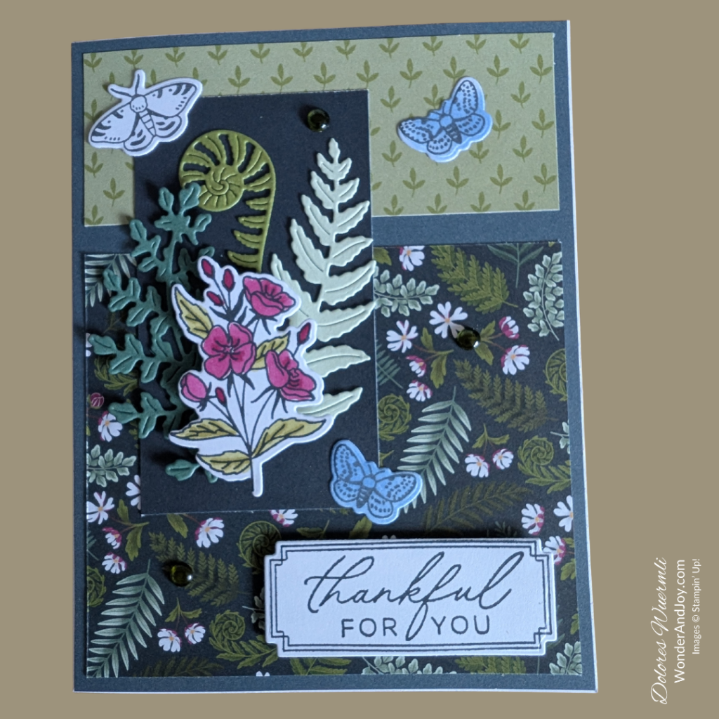 card example #1:Thankful for you handmade card using Moonlit flora Suite collection