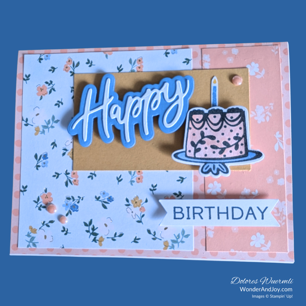 Card example #2: Happy Birthday handmade card using Words & Wishes stamp and die set