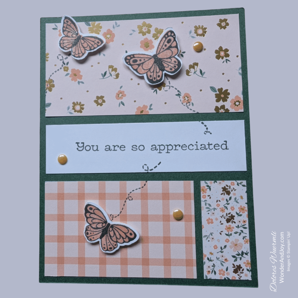 card example #1:You Are So Appreciated handmade card using All Aflutter bundle